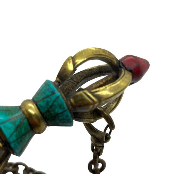 Tibetan Buddhism Dorje Phurpa Pestle Vajra Talismans FaQi Brass Red Turquoise - Picture 9 of 15